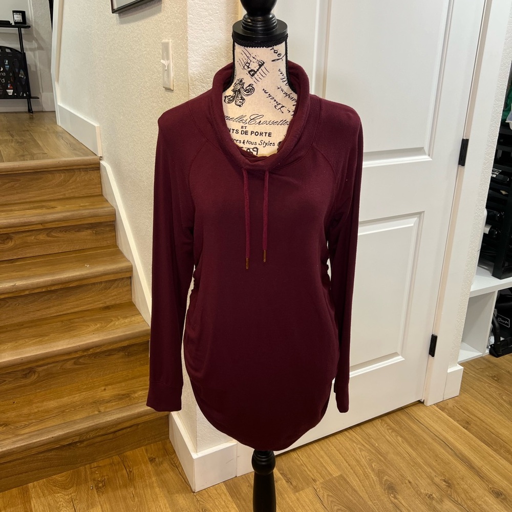 Ingrid and Isabel maternity cowlneck sweater maroon